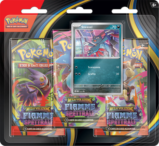 Blister 3 Buste D'Espansione Pokémon Megaevoluzione - Fiamme Spettrali - Sneasel - ITA -